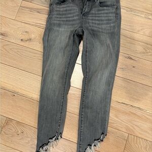 Blank NYC Grey Frayed Ankle Skinny Jeans